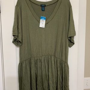 Green Ruffle V-Neck Shirt